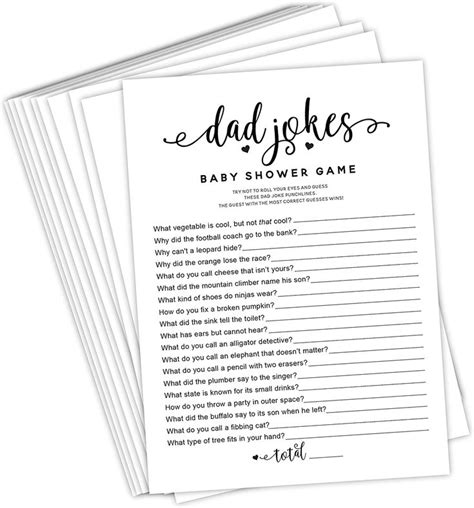 50 Pack Baby Shower Games Fun Dad Joke Game Great For Baby Shower