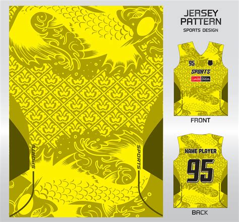 Pattern vector sports shirt background image.yellow golden fish pattern design, illustration ...