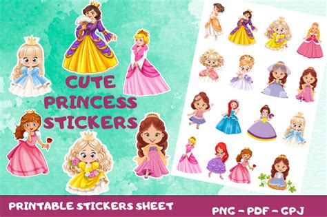 Cute Princess Printable Stickers Graphic by STARS KDP · Creative Fabrica