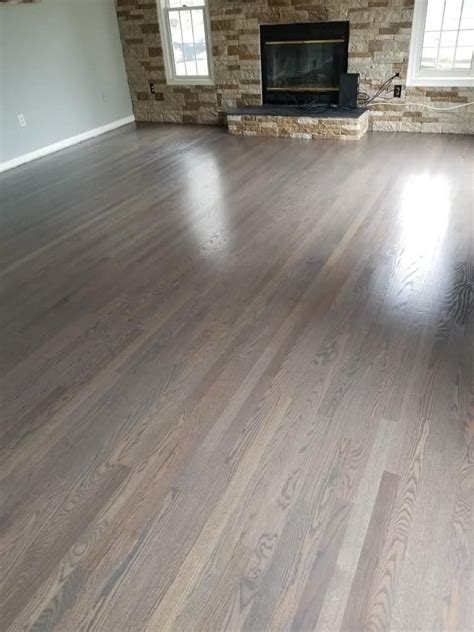 Red Oak Floors With Warm Gray Stain Contemporary Living Room Design