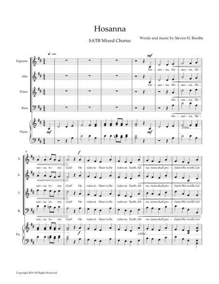 Hosanna Sheet Music Steven H Boothe Satb Choir