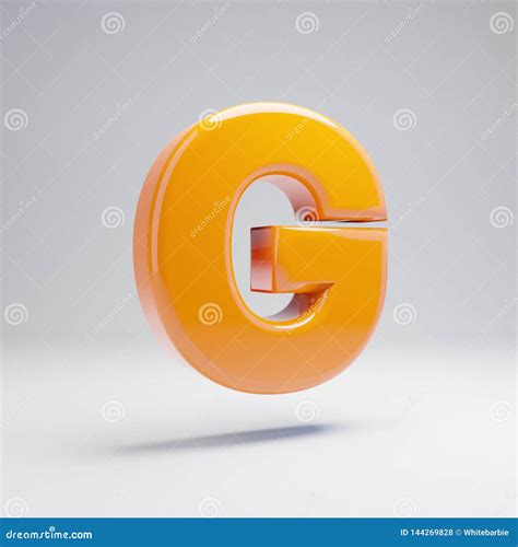 Volumetric Glossy Hot Orange Uppercase Letter G Isolated On White