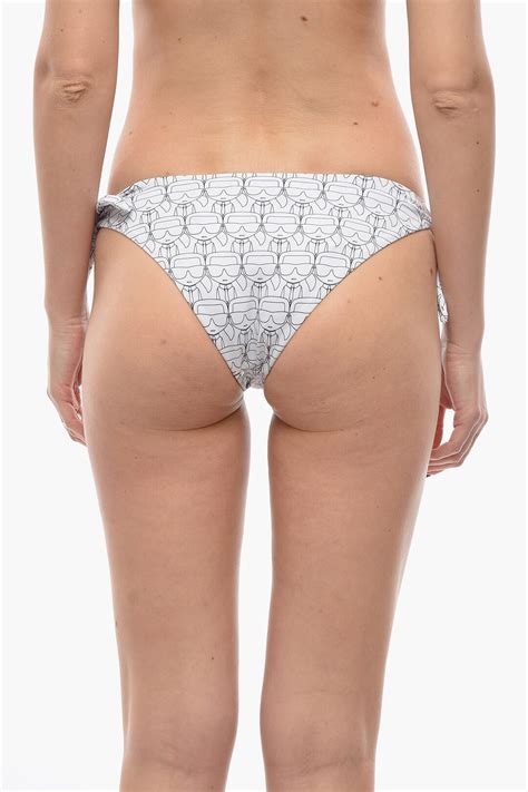 Karl Lagerfeld Slip Bikini Con Stampa Iconica All Over E Lacci Da Annodare Donna Glamood Outlet