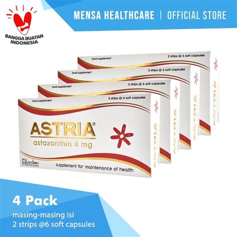 Jual ASTRIA Astaxanthin 4 Mg Paket Hemat Keluarga Isi 4 Pack Di Lapak