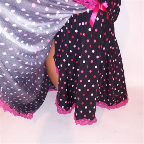 Cacique Lingerie Babydoll Black Pink Polka Depop