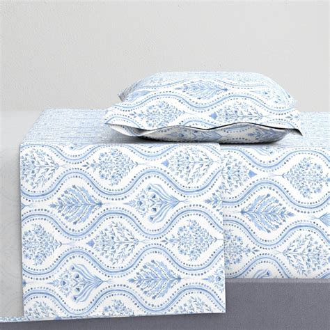 Paisley Damask Sheets Cobalt Blue On White By Danikaherrick Indian