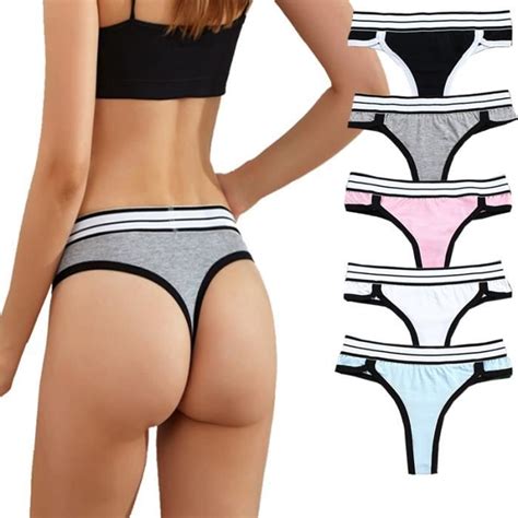 Lot de Culottes Femme Coton Sous vêtements Sexy Bikini String sans Couture Confortable
