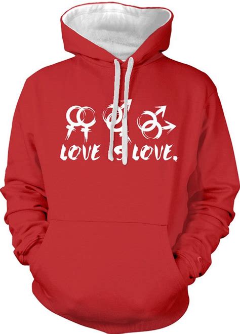 Love Is Love Hooded Sweatshirts Hoodies White Accents Black Hoodie