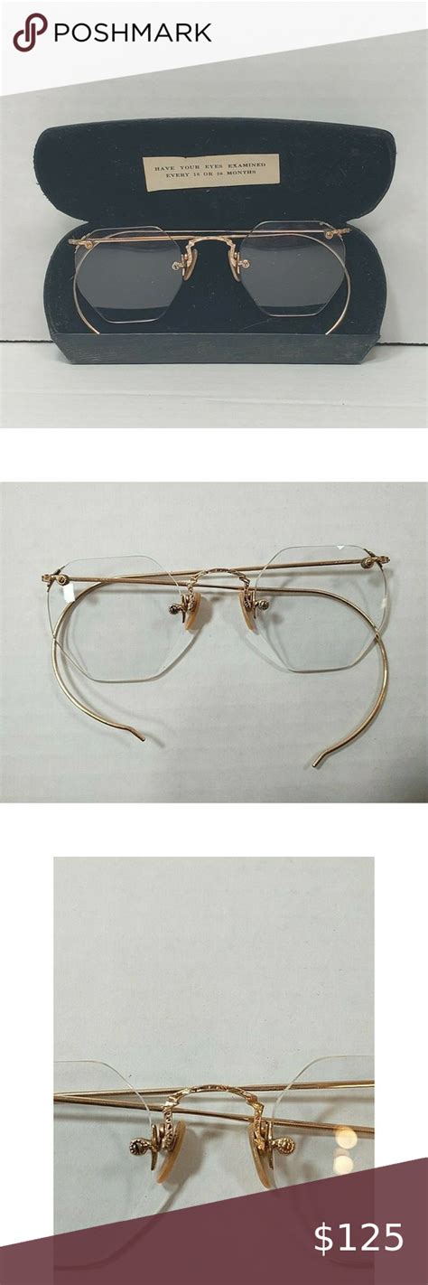 S Shuron K Gold Filled Rimless Octagon Deco Eyeglasses With