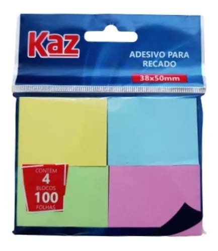 Bloco Auto Adesivo Colorido Tipo Post It 38x50mm 100 Folhas MercadoLivre