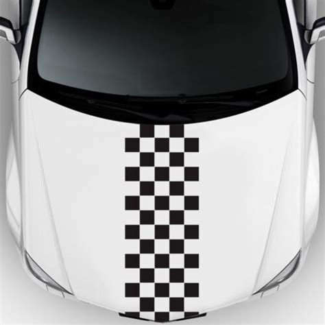 Car Racing Roof Hood Bumper Stripe Sticker Checker Decals Vinyl Diy 47