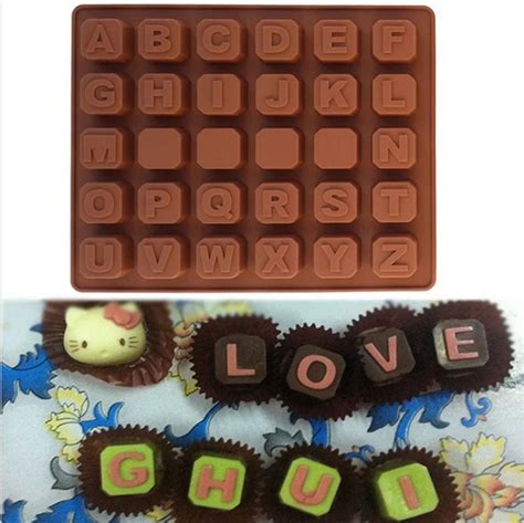 Chocolate Letter Silicone Molds 26 Alphabet Form Molds Ice Fondant P ...