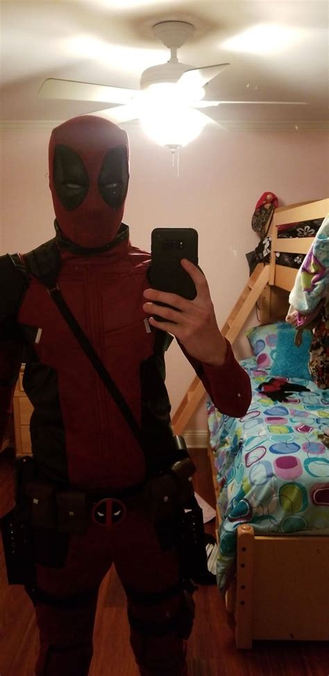 Quality PU Leather Deadpool 2 Cosplay Costume Wade Wilson Red Jumpsuit