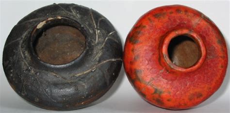 Mini Studio Pottery 1 Uranium Orange Marked A 1 Brown Black Marked H