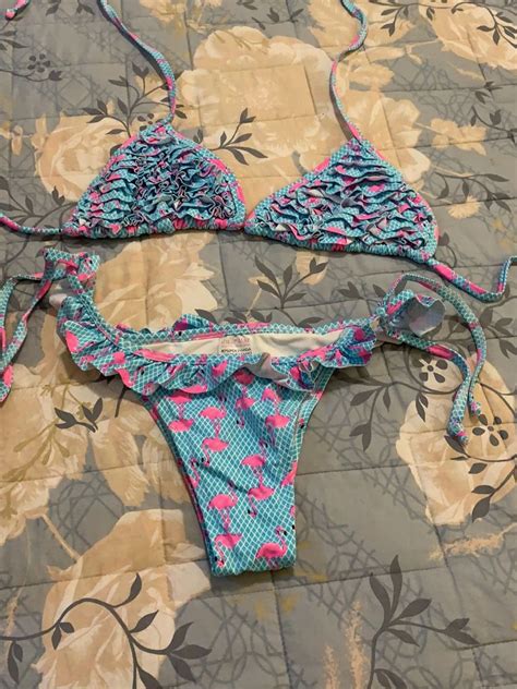 Bikini Flamingos Rosa E Azul Moda Praia Feminina Ju Mar Usado Enjoei