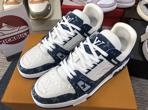 Kickbulk Sneakers Luxury Louis Vuitton Lv Trainer Monogram Denim White