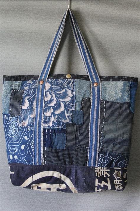 Antique Japanese Sashiko Stitched Indigo Katazome Boro Tote Etsy