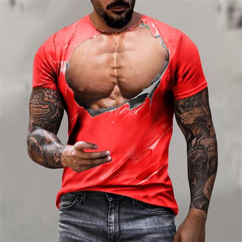 Awdenio Mens Muscle Print T Shirt Tee Graphic Tee Outdoor Daily