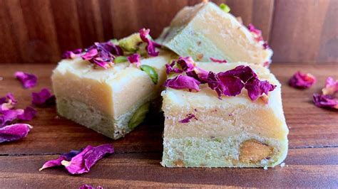 Two Layer Pistachio And Rose Burfi Pistachio Fudge Or Pista Burfee