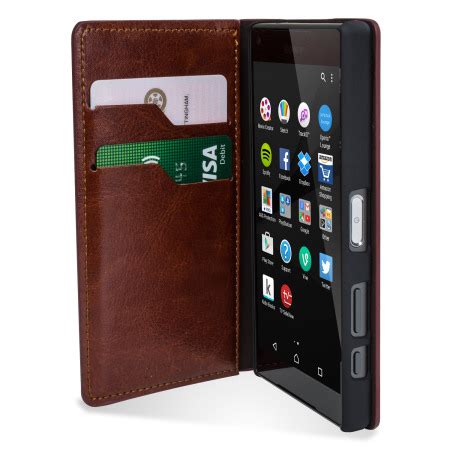 Olixar Leather Style Sony Xperia Z Compact Wallet Stand Case Brown