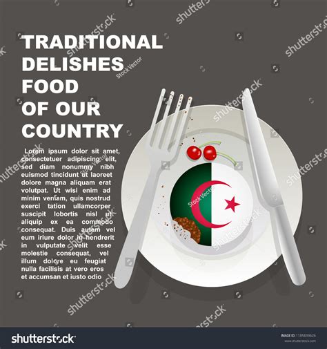 Traditional Delicious Food Algeria Country Poster Stock Illustration