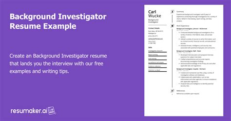 Background Investigator Resume Example Free Guide