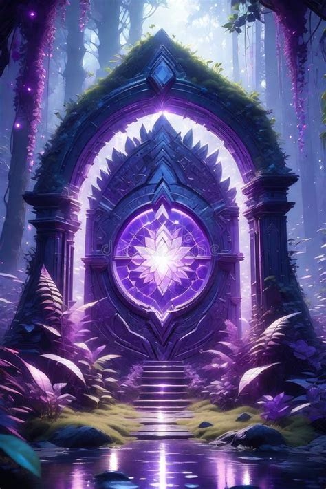 A Magical Purple Portal Vertical Composition Stock Illustration
