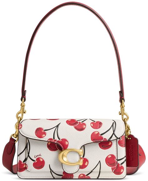 coach tabby  cherry print leather shoulder bag macys leather