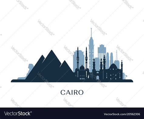 Cairo skyline monochrome silhouette Royalty Free Vector