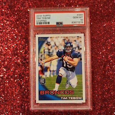 PSA 10 Tim Tebow Rookie Topps 2010 Denver Broncos 440 Leaping Pose EBay