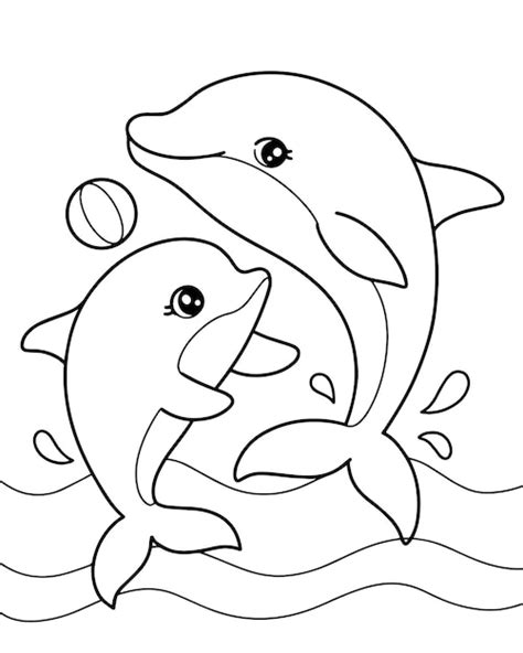 Premium Vector | Dolphins coloring page illustration