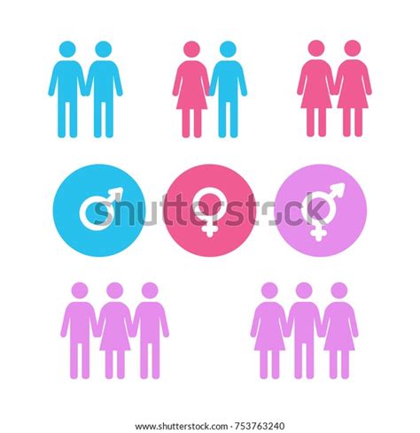 Human Sex Orientation Icons Gender Signs Silhouettes