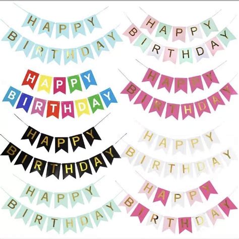 Jual Banner Segi Lima Happy Birthday Bunting Flag Ulang Tahun