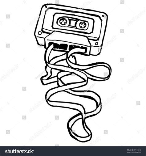 Drawing Of A Retro Cassette Tape Stock Vector Illustration 47417842 Shutterstock