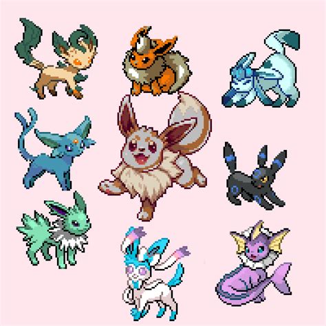 Shiny eeveelutions creds to scorpios 1 pixel art