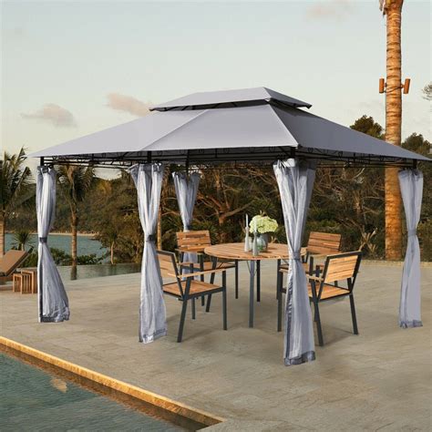 Costway 2 Tier 10 X13 Steel Gazebo Canopy Tent Shelter Patio Garden