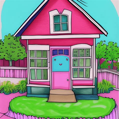 Girly Garden Colorful Farm House Punk Cartoon Kawaii Chibi Watercolor ...