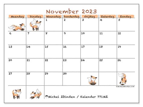 Kalender November Om Af Te Drukken Mz Michel Zbinden Nl