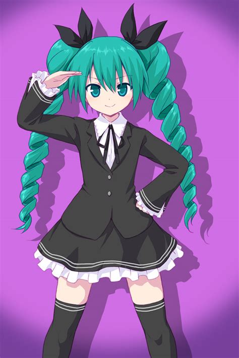 Safebooru 1girl Aqua Eyes Aqua Hair Blazer Drill Hair Frills Hand On