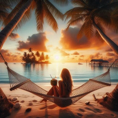 Beach Fashionable Girl Bikini Dress Premium AI Generated Image