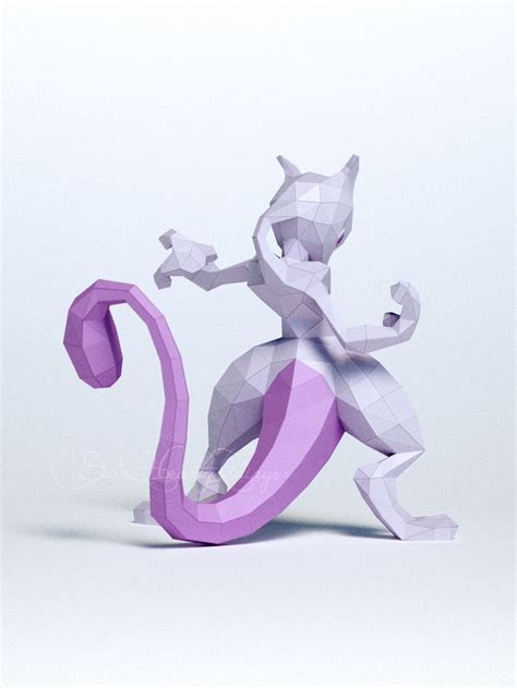 D Papercraft Mewtwo Pdf Svg Dxf Templates Crealandia