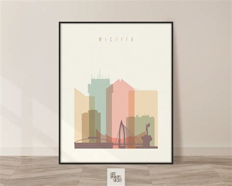 Wichita Art Print Wichita Skyline Wichita Wall Art Poster - Etsy