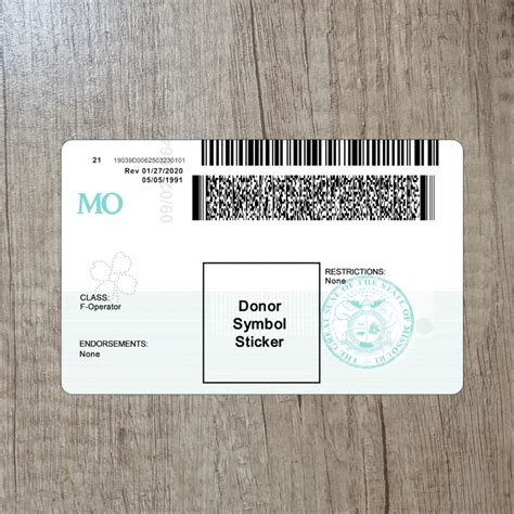 Missouri temporary drivers license template