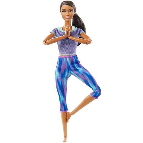 Barbie Made To Move Doll With 22 Flexible Joints Curly Brunette Ponytail Wearing Athleisure