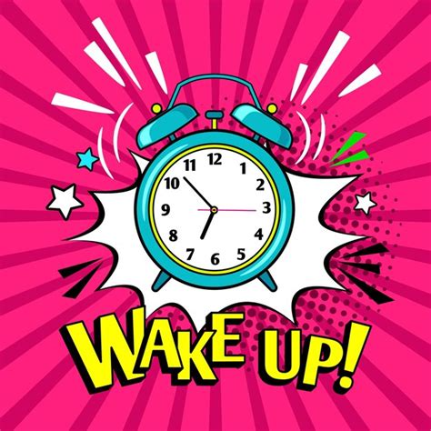 Premium Vector Wake Up Clock Cartoon Alarm Clock Funny Illustration