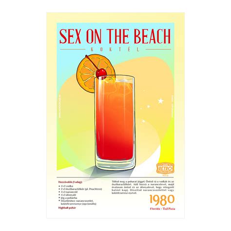Retro fémtábla Sex on the Beach koktél SZÍNES A A4 2