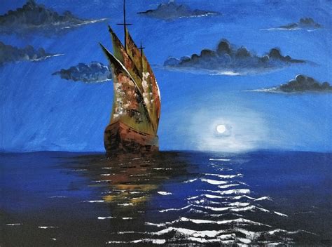 Moon Reflection Painting at PaintingValley.com | Explore collection of ...