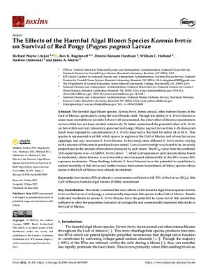 Fillable Online The Effects of the Harmful Algal Bloom Species Karenia ...