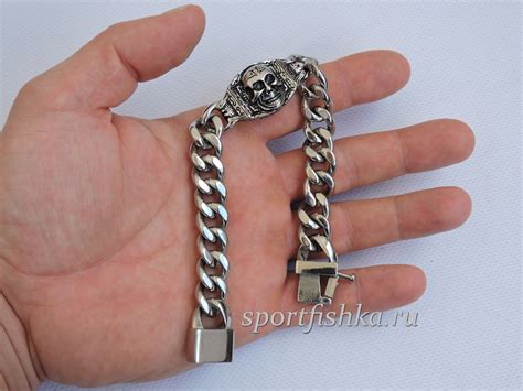 Браслет из стали хирургической с черепом | sportfishka.ru