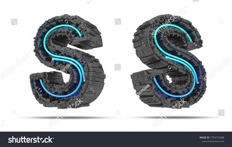 3d Spaceship Alphabet Neon Light Effect Stock Illustration 1794715588